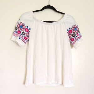 Talbots Off The Shoulder Floral Embroidered Top